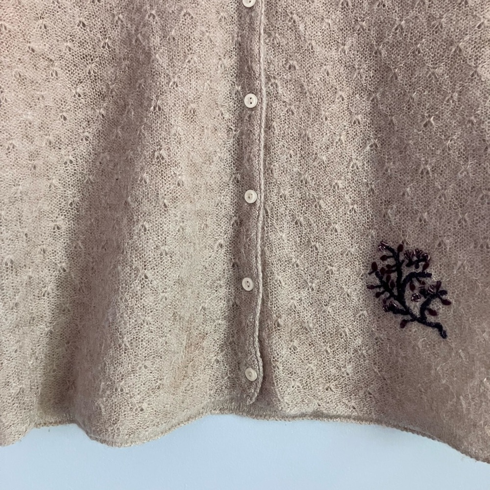 ABERCROMBIE & Fitch Tan Wool Blend Knot Cardigan Sweater Size L (Like a S-M) - Picture 4 of 11